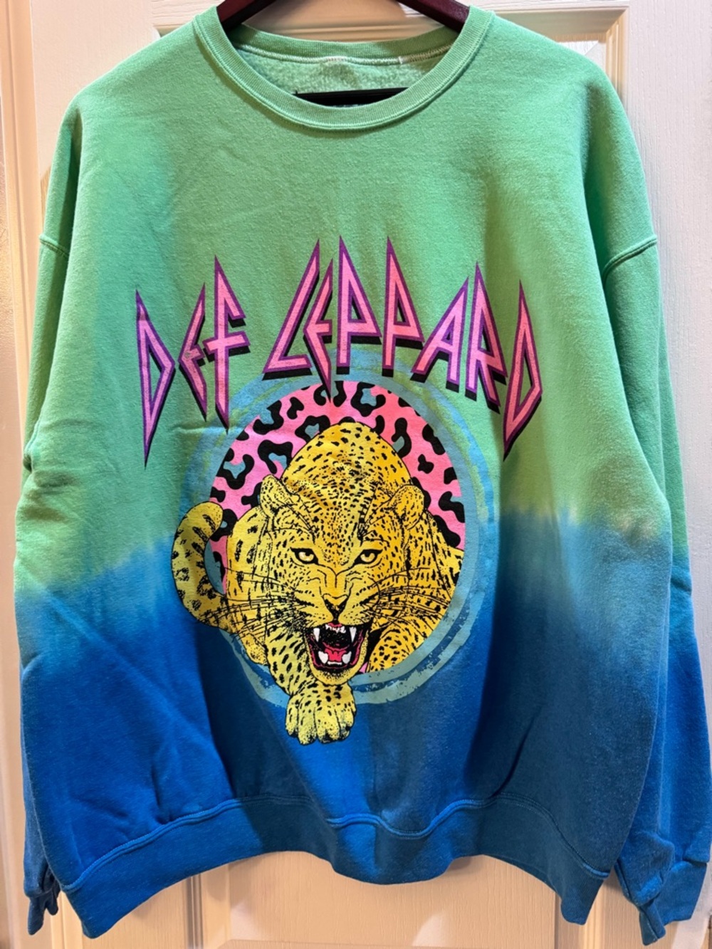 Def Leppard Graphic Tie-Dye Sweatshirt - Green & Blue
